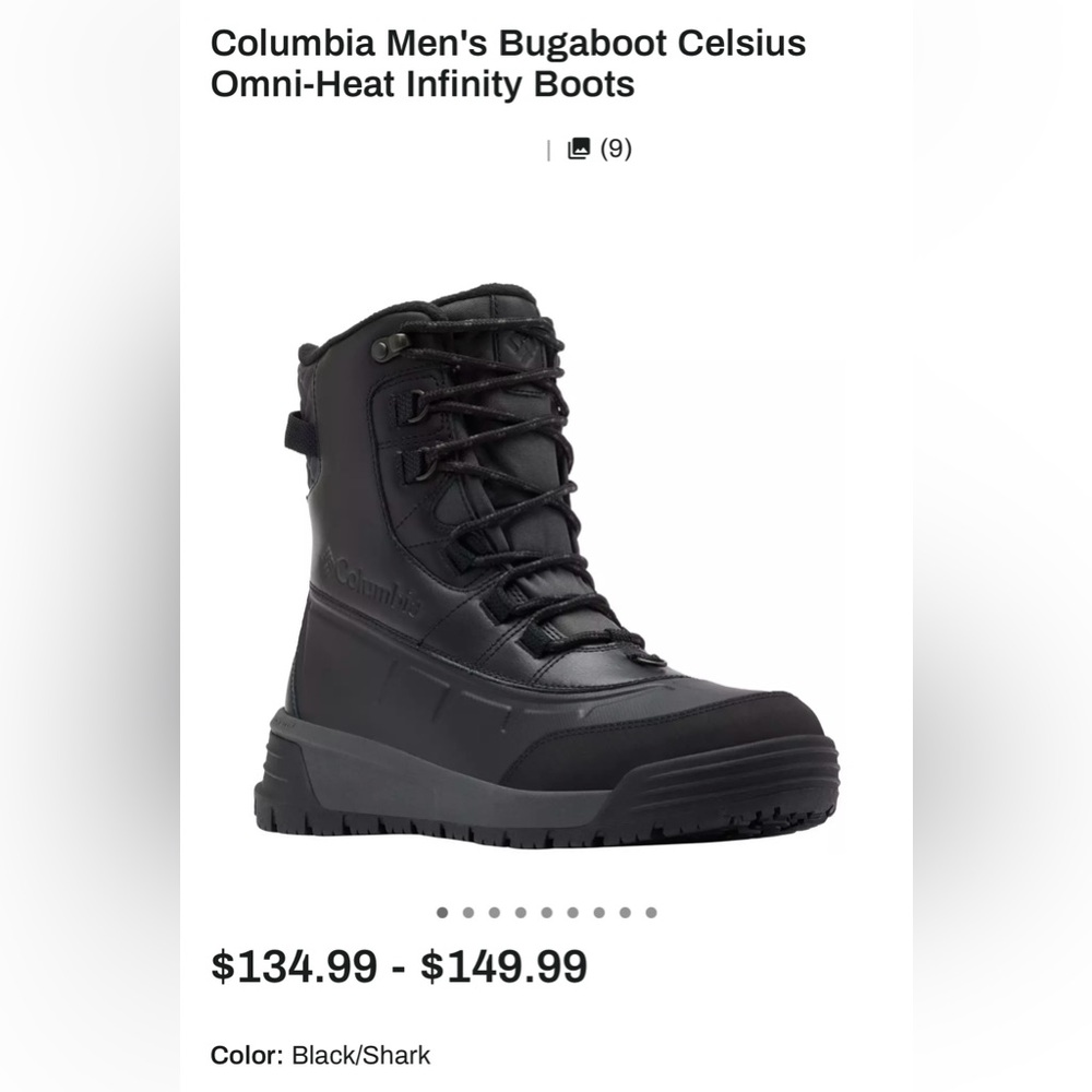Columbia 🔥 Bugaboot Celsius Omni-Heat Black 200G Snow Ski Boots BI6535-010 - Picture 5 of 11